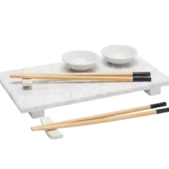 Zestaw do serwowania sushi ORIA dla 2 osób, 9 elementów, taca z marmuru