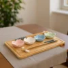 Zestaw do serwowania sushi z 4 porcelanowymi miseczkami