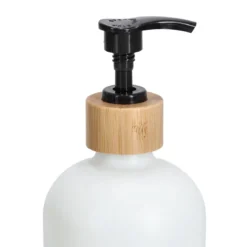 Zestaw dozowników na płyn i mydło z bambusową podstawką, 2 x 500 ml