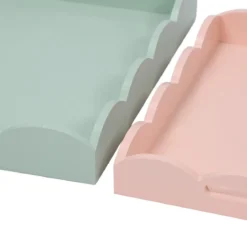Zestaw 2 drewnianych pastelowych tacek, matowe wykończenie