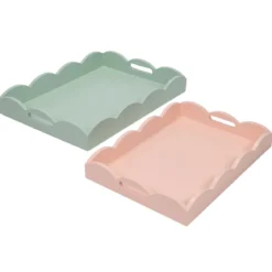 Zestaw 2 drewnianych pastelowych tacek, matowe wykończenie