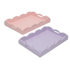 Zestaw 2 drewnianych pastelowych tacek, matowe wykończenie
