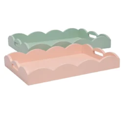 Zestaw 2 drewnianych pastelowych tacek, matowe wykończenie