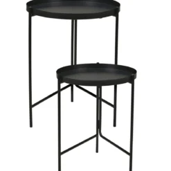 Zestaw dwóch stolików pomocniczych z metalu, Ø 31cm, Ø 36 cm