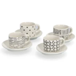 Zestaw filiżanek do espresso w geometryczne wzory, 70 ml