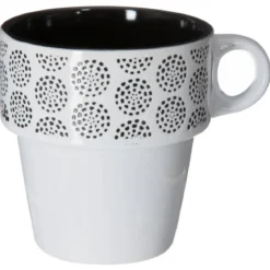 Zestaw 6 filiżanek porcelanowych na stojaku, kubki do kawy, komplet filiżanek