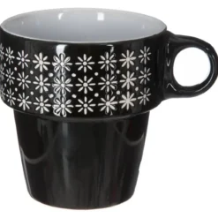 Zestaw 6 filiżanek porcelanowych na stojaku, kubki do kawy, komplet filiżanek