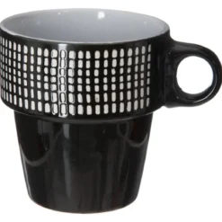 Zestaw 6 filiżanek porcelanowych na stojaku, kubki do kawy, komplet filiżanek