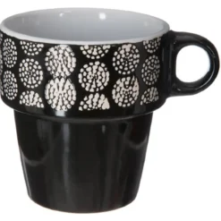 Zestaw 6 filiżanek porcelanowych na stojaku, kubki do kawy, komplet filiżanek