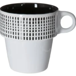 Zestaw 6 filiżanek porcelanowych na stojaku, kubki do kawy, komplet filiżanek