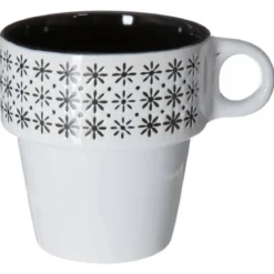 Zestaw 6 filiżanek porcelanowych na stojaku, kubki do kawy, komplet filiżanek
