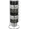 Zestaw 6 filiżanek porcelanowych na stojaku, kubki do kawy, komplet filiżanek, porcelanowe kubki na stojaku
