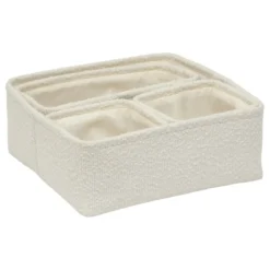 Zestaw 4 koszy tekstylnych BOUCLETTE, 15,5 x 15,5 x 11 cm