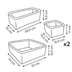 Zestaw 4 koszy tekstylnych BOUCLETTE, 15,5 x 15,5 x 11 cm