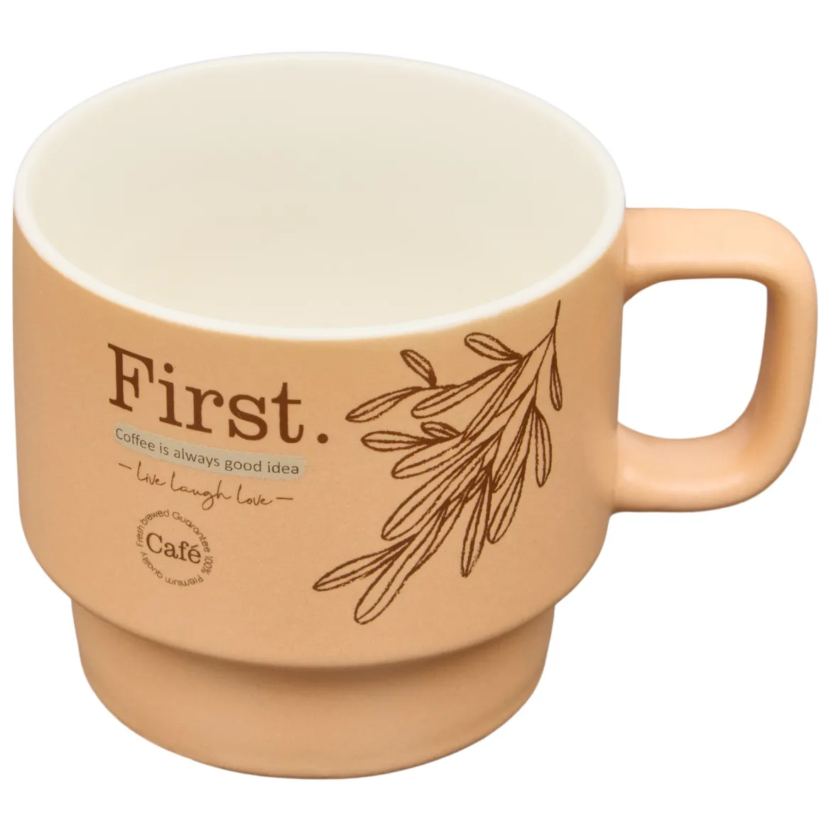 Zestaw 4 kubków WELLNESS na stojaku, porcelana, 220 ml