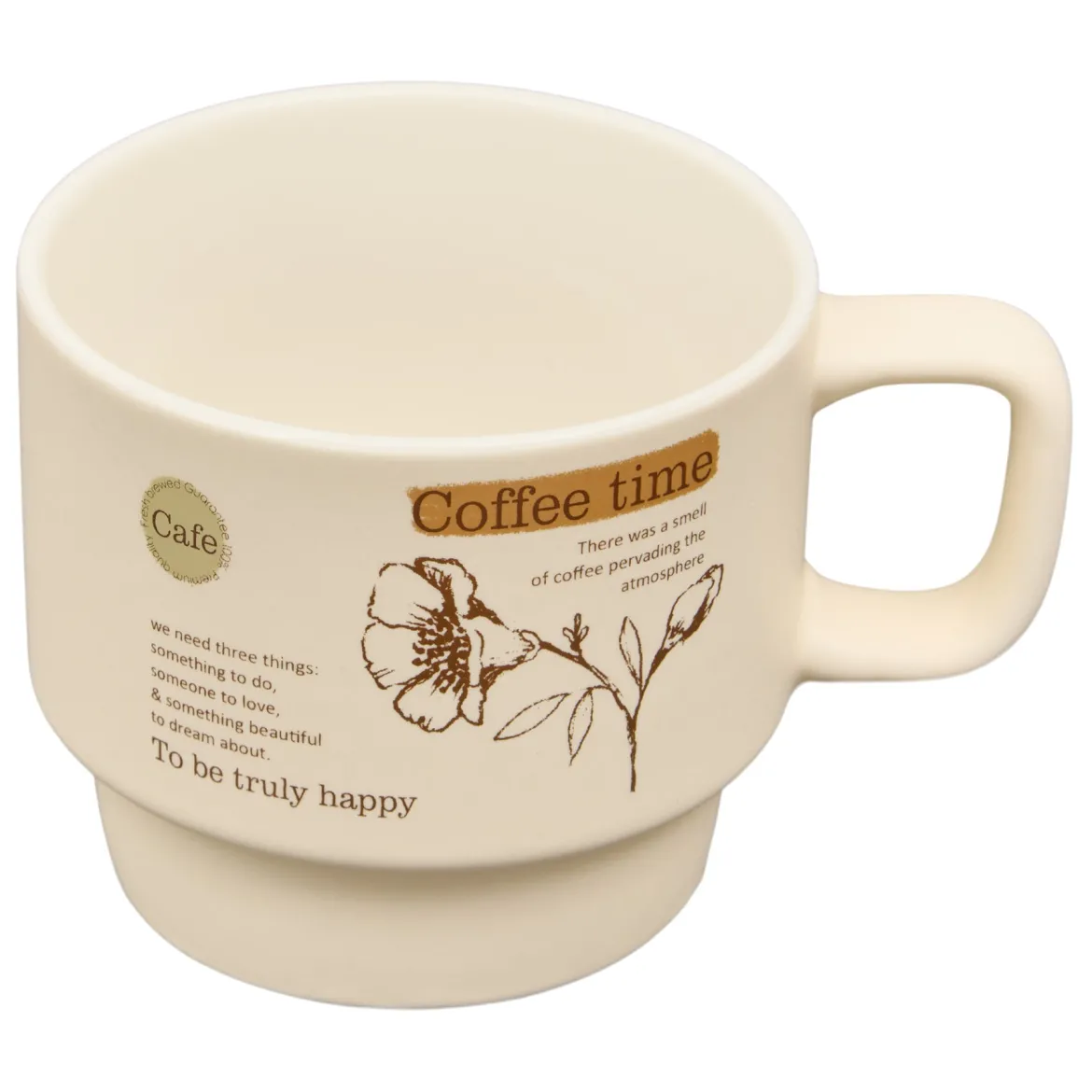 Zestaw 4 kubków WELLNESS na stojaku, porcelana, 220 ml