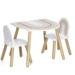 Zestaw mebli dla dzieci RAINBOW z MDF i sosny, stolik + 2 krzesła