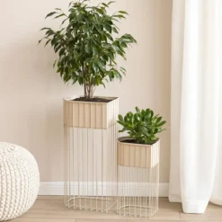 Zestaw 2 metalowych kwietników stojących SOFT FORM
