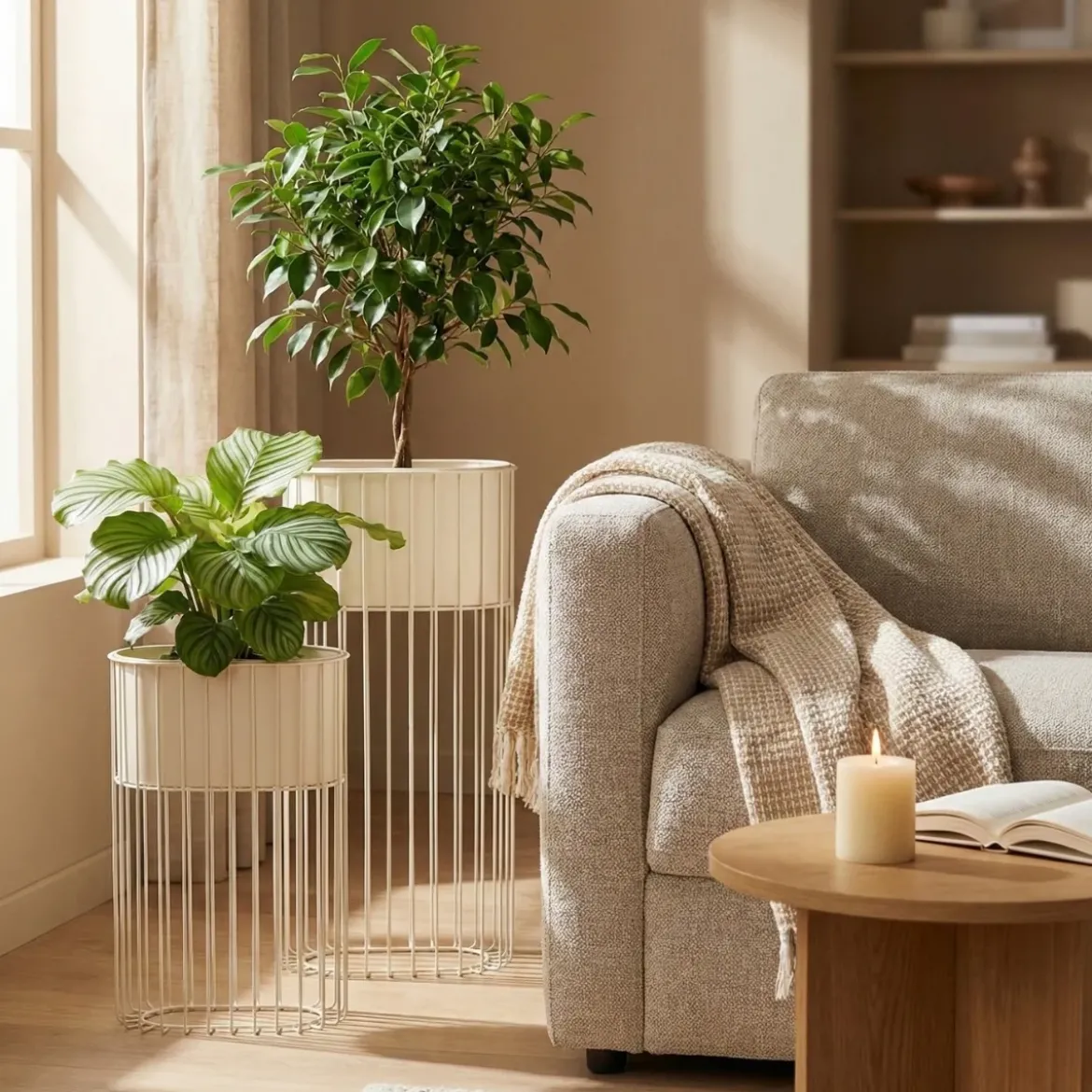 Zestaw 2 metalowych kwietników stojących SOFT FORM