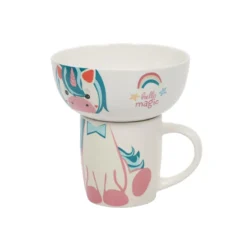 Zestaw prezentowy dla dziecka: miska i kubek z porcelany, 600 ml + 360 ml