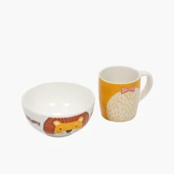 Zestaw prezentowy dla dziecka: miska i kubek z porcelany, 600 ml + 360 ml