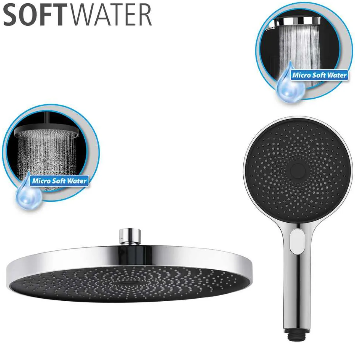Zestaw prysznicowy z deszczownicą, z funkcją Softwater, WENKO