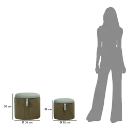 Zestaw puf ze schowkiem BOLZANO, Ø 38 cm, Ø 32 cm