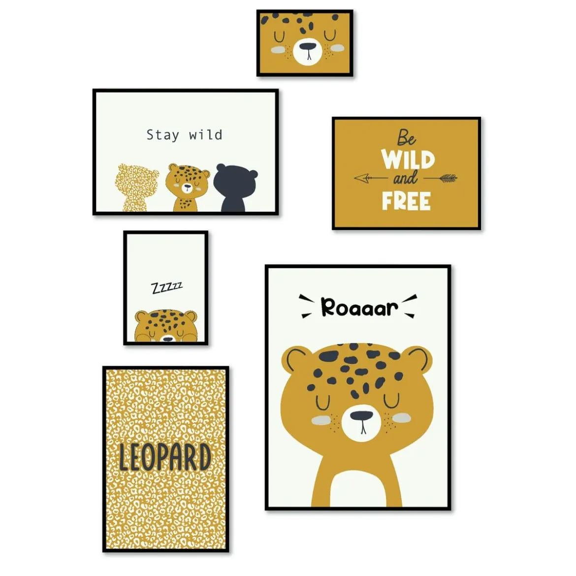 Zestaw 6 ramek na zdjęcia LEOPARD, MDF