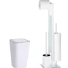 Zestaw: Stojak na papier toaletowy i szczotkę do WC, RIVALTA WHITE + kosz na śmieci CANDY WHITE - 6 l, WENKO