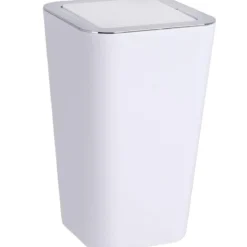 Zestaw: Stojak na papier toaletowy i szczotkę do WC, RIVALTA WHITE + kosz na śmieci CANDY WHITE - 6 l, WENKO