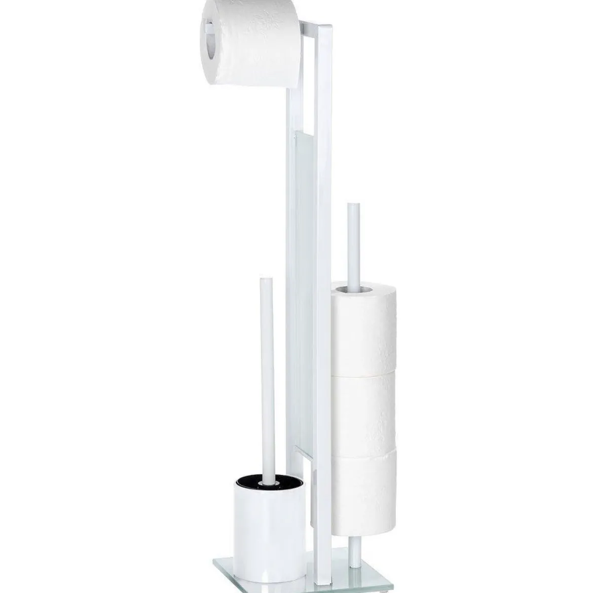 Zestaw: Stojak na papier toaletowy i szczotkę do WC, RIVALTA WHITE + kosz na śmieci CANDY WHITE - 6 l, WENKO