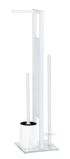 Zestaw: Stojak na papier toaletowy i szczotkę do WC, RIVALTA WHITE + kosz na śmieci CANDY WHITE - 6 l, WENKO