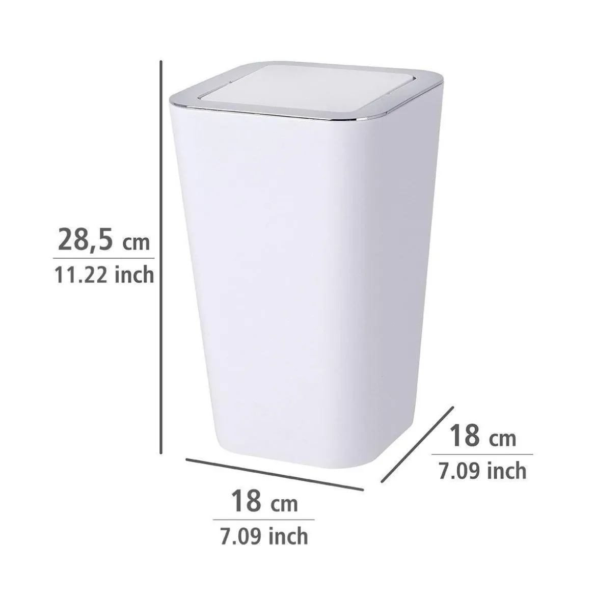 Zestaw: Stojak na papier toaletowy i szczotkę do WC, RIVALTA WHITE + kosz na śmieci CANDY WHITE - 6 l, WENKO