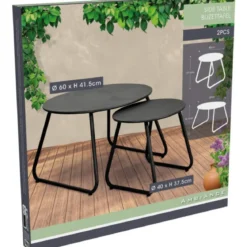 Zestaw stolików kawowych metalowych, Ø 40 cm, Ø 60 cm