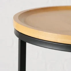 Zestaw stolików pomocniczych z bambusowym blatem BORINO, wys. 38-45 cm