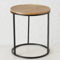 Zestaw stolików pomocniczych z bambusowym blatem BORINO, wys. 38-45 cm