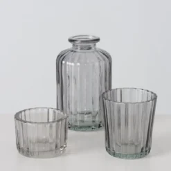 Zestaw szklanych dekoracji TOLKA, świeczniki i wazon,10 cm