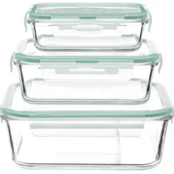 Zestaw szklanych pojemników na żywność 330 ml, 800 ml, 2220 ml, CLIP