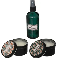 Zestaw zapachowy: 2 świece, spray do pomieszczeń, 100 ml
