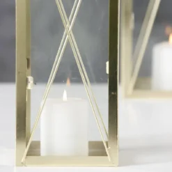 Złote lampiony FAROL, 2 metalowe latarenki