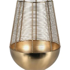 Złoty lampion na świeczkę, metalowy