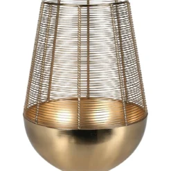 Złoty lampion na świeczkę, metalowy